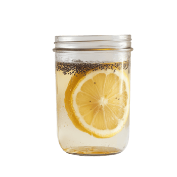 Chia Seed Detox Drink with Apple Cider Vinegar and Lemon on transparent background png