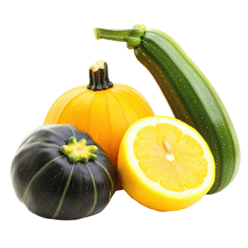 Fresh Fruits Display Including Zucchini, Pawpaw, and Pumpkin on transparent background png