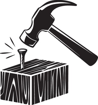 Repair icon. Hammer and nail vector