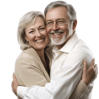 Happy Senior Couple Smiling and Hugging on transparent background png