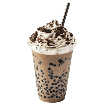 Oreo Flavor Boba Tea in Plastic Glass for Refreshing Beverage Promotions on transparent background png