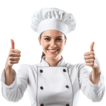 Portrait of a Smiling Female Chef Showing Thumbs Up, Perfect for Culinary Promotions on transparent background png