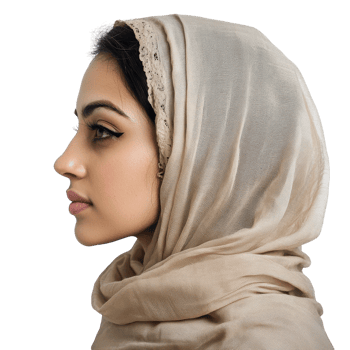 Portrait of an Arab Woman in Traditional Headscarf on transparent background png