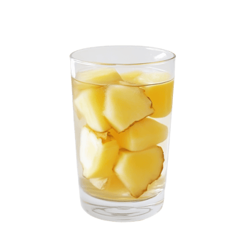 Refreshing Pineapple Ginger Detox Water in a Glass on transparent background png