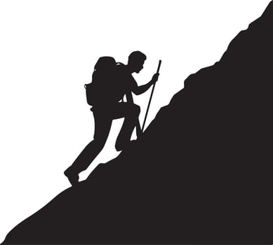 World Mountain Day, Hiking People Silhouette vector