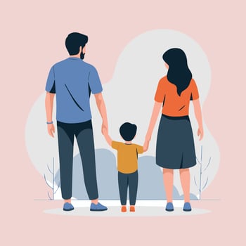 Father, mother and son are holding hands, illustration vector