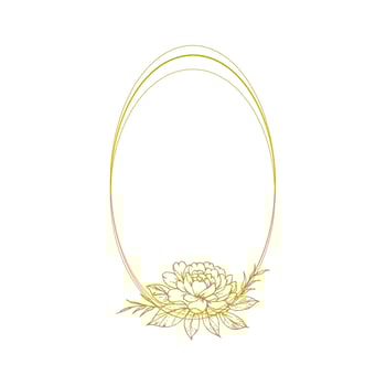 oval shaped flower frame with gold color vector