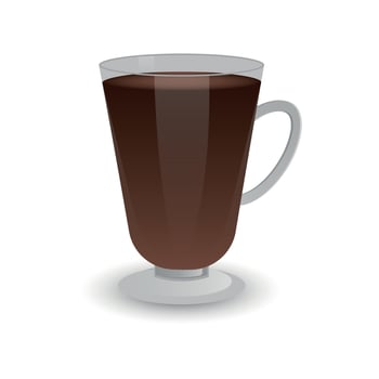 Glass transparent glass of hot chocolate isolated on transparent background. vector
