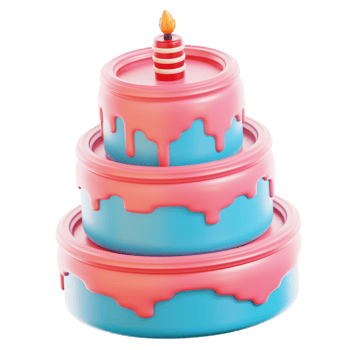3D Birthday Cake Illustration png