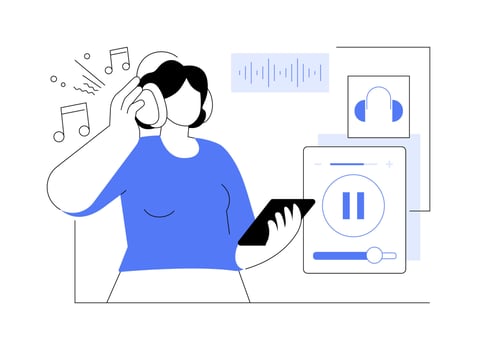 Music apps isolated cartoon illustrations. vector