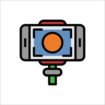 A camera with a red light on it vector