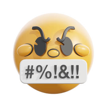 3D Angry Emoji with Symbol Mouth png