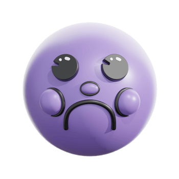 3D Retro Frowning Face Emoticon Emoji png