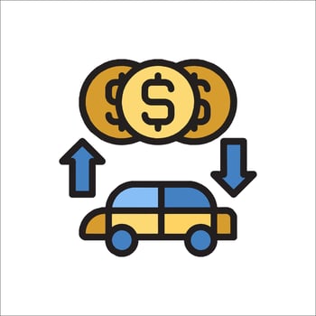 Car and money icon with arrows vector