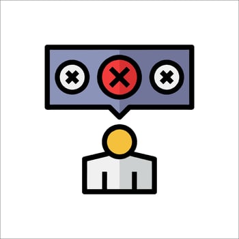 A person is looking at a computer screen with two red crosses vector
