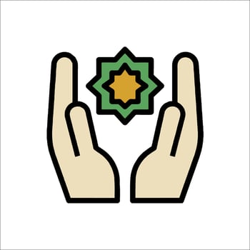 Islamic symbol in hands with a star vector