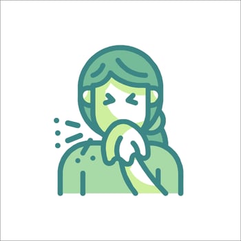 A woman with a cough and a green background vector