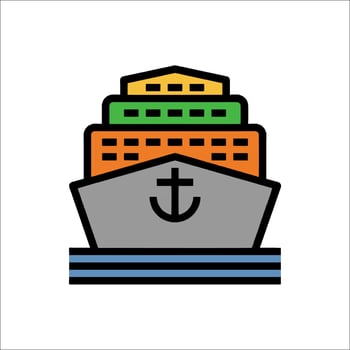 A ship with a green, orange and yellow flag vector
