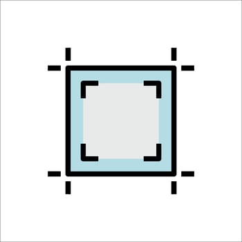 A square with a black border and a blue border vector