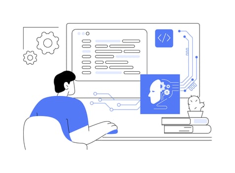 AI engineer isolated cartoon illustrations. vector