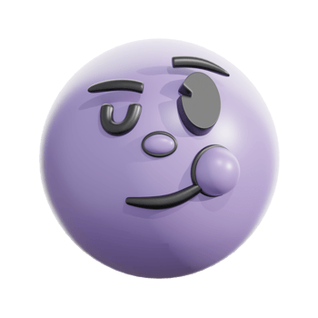 3D Retro Purple Winking Emoticon png