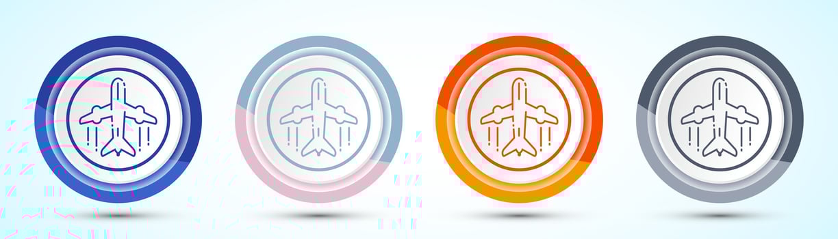 Airplane Icon Button Design Illustration. Flight Transport Sign. Holiday symbol, Four color button design set vector
