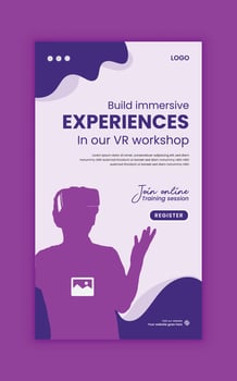 Virtual reality social media story design template or VR vertical banner vector