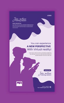 Immerse virtual education workshop social media story banner or VR headset sale template vector