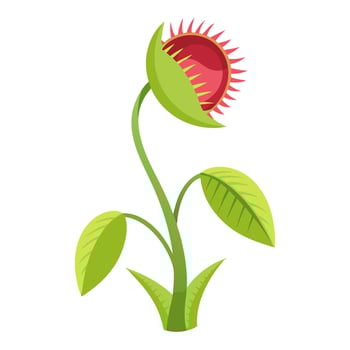 A red flower with green leaves and a green stem vector