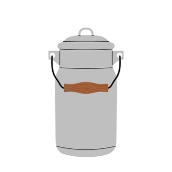 Metal milk can. Container for collecting milk. Metal tank. Flat illustration on white background. vector
