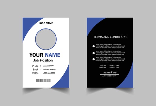 ID Card Template with Blue Angle Bar vector