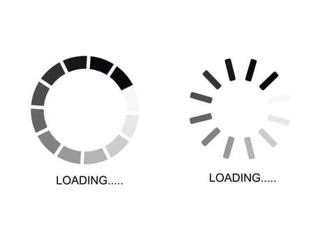 Loading icons. Error loading website. Loading Progress Round Bars white background vector