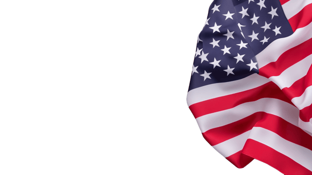 American flag waving in air, isolated on transparent background png