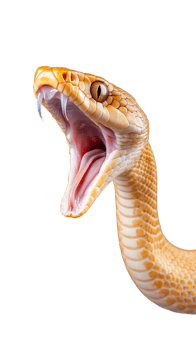 Close-up of cobra snake with open mouth, isolated on transparent background png