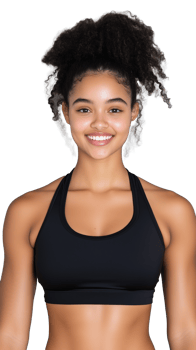Fit young woman in sports attire, looking confident, isolated on transparent background png