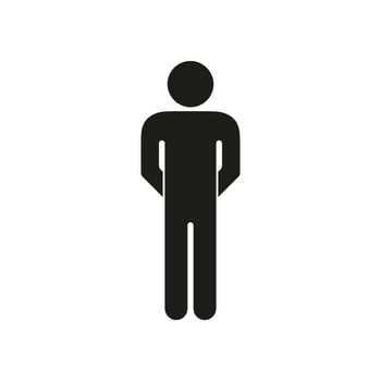 Minimalistic Man Figure Black Pictogram. Simple Human Pose Silhouette Icon. Person Standing Glyph Sign. Isolated Illustration vector