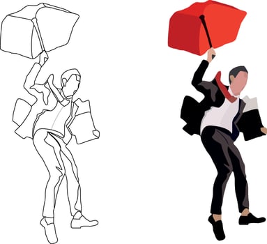 Businessman with umbrella illustration vector