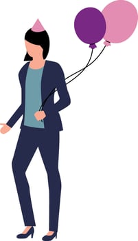 Woman Celebrating with Balloons vector