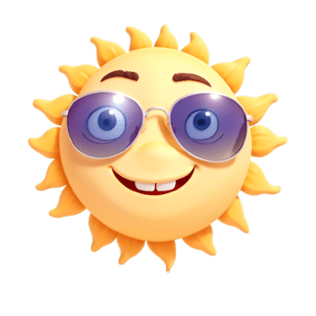 Sun with sunglass 3D cartoon image, emoji png