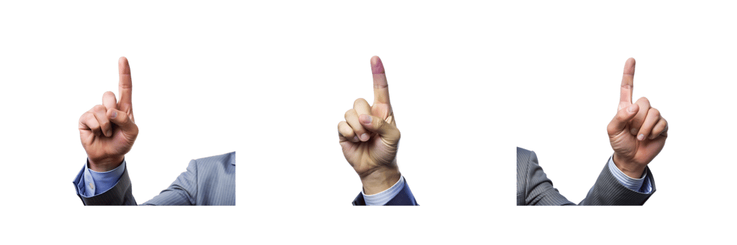 Hands raised, index fingers up png