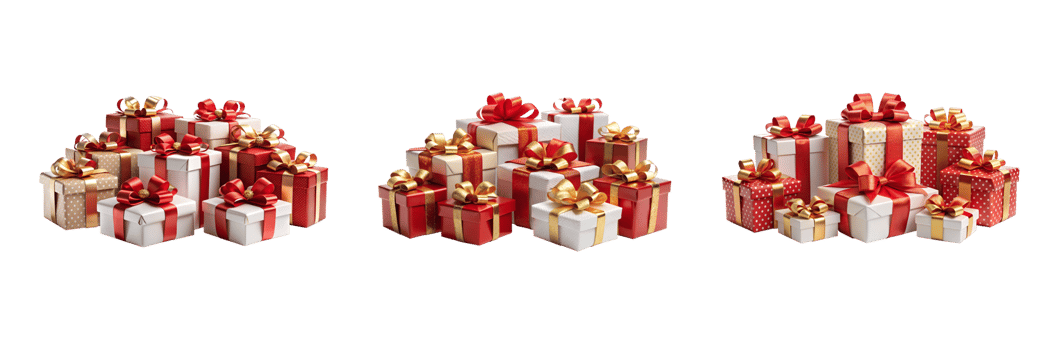 Stacked gifts for holiday cheer png