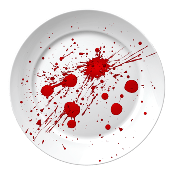 A plate with blood splatters on it png