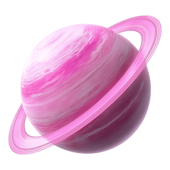 Saturn planet with pink rings png
