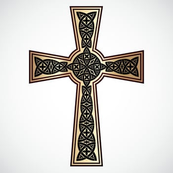 golden celtic design ornamental cross vector