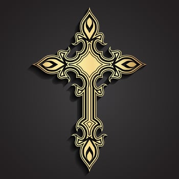 elegant ornament shape golden 3d cross illustration vector
