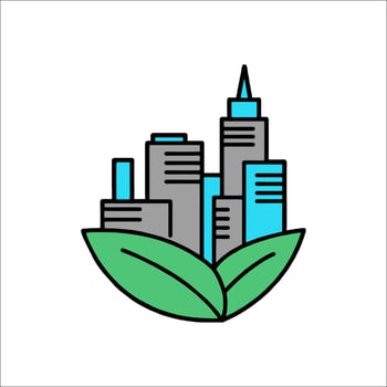 A city with green leaves on it vector