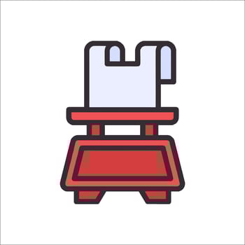 A red and white icon of a scale vector