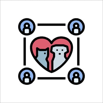 A heart with people around it and a dog vector