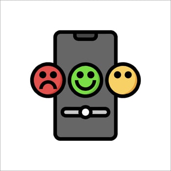 A phone with four different emoticons on it vector