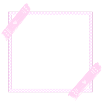 Light pink and white square frame with polka dots and hearts png